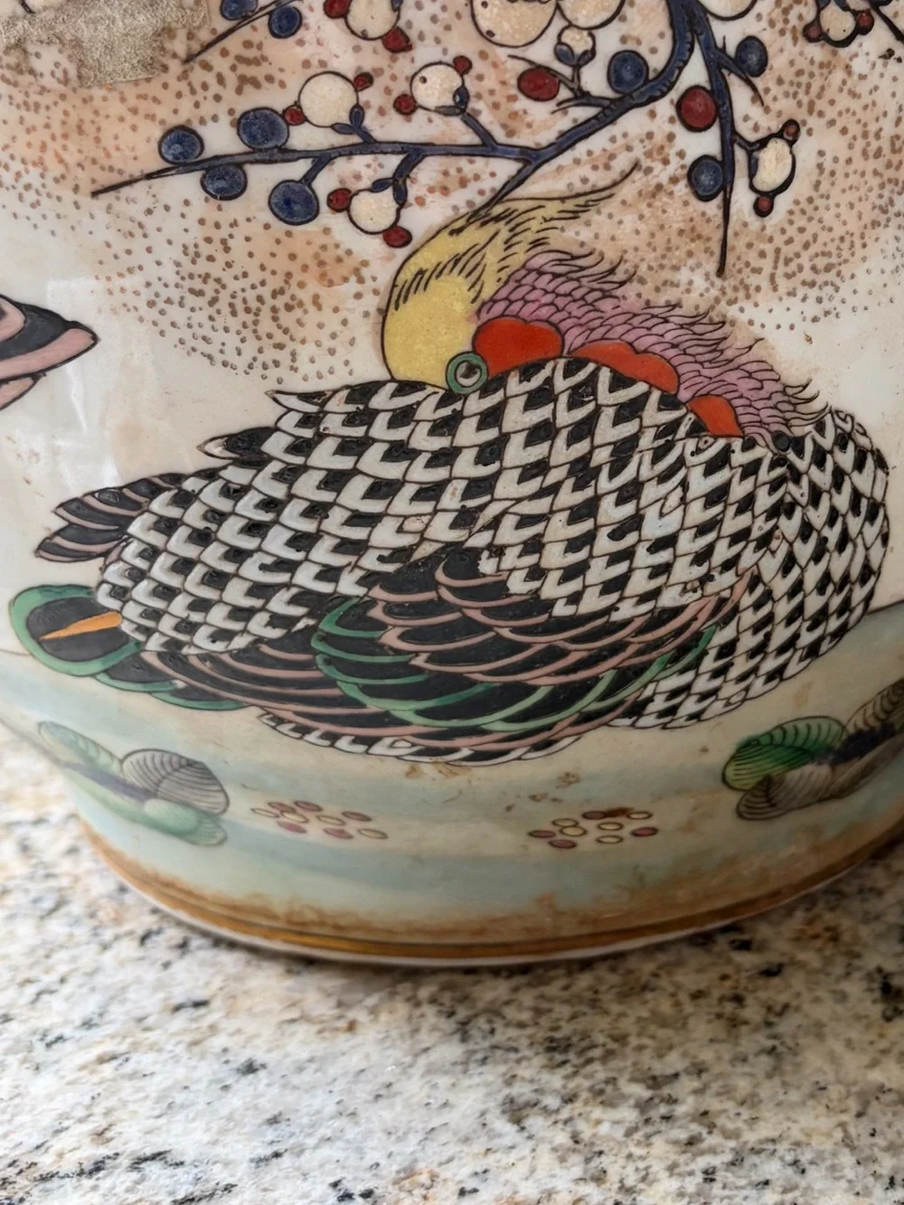 Vintage Chinese Porcelain planter 11” | Duck Jardiniere | Famille Rose | kutani